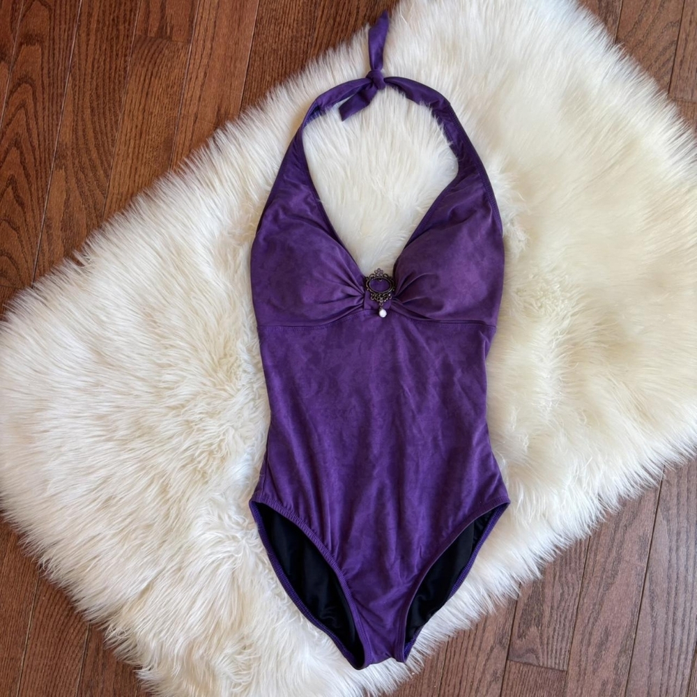 Magicsuit Women's Purple One Piece Swimsuit with Plunging V-Neckline